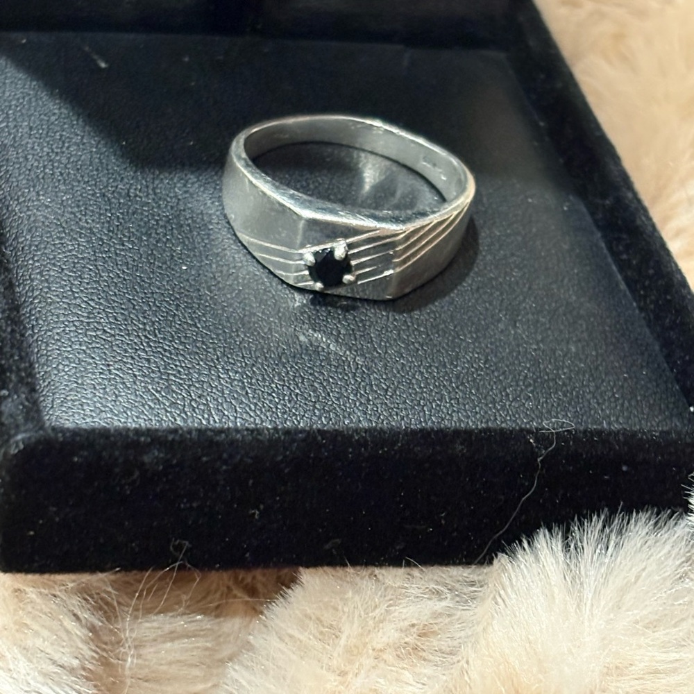 Silver Ring with Black Stone